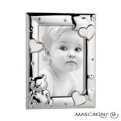 cadre photo enfant en métal argenté brillant avec décor pour 1 10x15