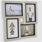 cadre photo multivues en bois beige avec liserai noir pour 4 photos 10x15