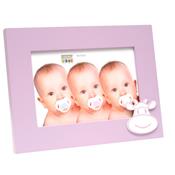 cadre photo enfant en bois rose avec décor vachette